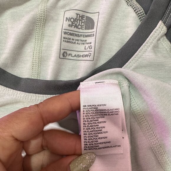 The North Face Flashdry Womens Light & Thyme Green Stretch Long Sleeve Size L - Picture 7 of 7